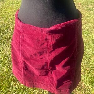 Mini burgundy colored corduroys skirt